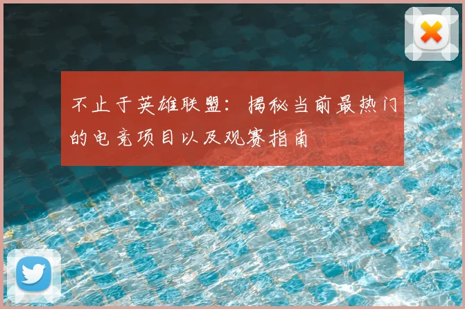 不止于英雄联盟：揭秘当前最热门的电竞项目以及观赛指南
